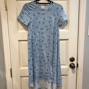 Lularoe Carly Dress Paper Airplanes Blue Dress
